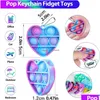 Decompression Toy Mini Pop Keychain Fidget Birthday Party Favors For Kids Bk Toys Classroom Prizes Heart Fidgets It Bubbles Poppers Dholk