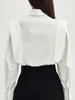Damskie bluzki białe biuro dama koszula kobiety eleganckie temperament sens żeńskie Kobiety z długim rękawem stałe kolory koszule panie stylowe guziki