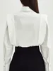 Damesblouses Wit Office Lady Shirt Dames Elegant Temperament Gevoel Vrouwelijk Effen kleur shirts met lange mouwen Dames Stijlvolle knoppen Top