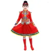 民族服の子供用モンゴルのダンスコスチュームデイマイノリティパフォーマンスステージスーツガールズスカートローブ