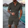 Herrspåriga designer Designer Men 2st Set Shirt Shorts Casual Summer Zipper Lapel Designer T-shirt Topps Man Short-Sleeve Outfits M-6xl Herrpolospår Designer för män