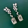 Kolczyki na stadninie Luksusowy wysoki górna część importowanego węglowego diamentu zielona kroja modna elegancka elegancka 925 srebrna biżuteria ślubna