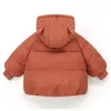 Piumino invernale Boy Girl Giacca in cotone con cappuccio 1-7 anni Versione coreana Plus Velluto caldo addensato 2024 Abbigliamento moda bambino