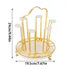 Kitchen Storage Household Glass Cup Holder With Handle Round Six Water Rack Tray Golden Iron Drain Light Luxury