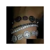 Lien de chaîne Sparking Bling Bijoux Prong Réglage Minuscule Zircone Cubique Cz Zircon Cristal Visage Heureux Adolescent Fille Bracelets Réglables Pour Dheqy