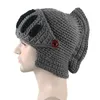 Berets Mingjiebihuo Moda Roman Knight Knit Chapéu Inverno Gladiador Máscara Cap Mão Quente Masculino