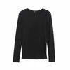 Women's Sweaters Women Fashion Rib Lining Double Layered Design Slim O Neck Knitted T-shirt Vintage Long Sleeve Female Pullovers Chic Tops