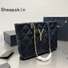 Diamond Lattice Chain Tote Bags Women Designer Handbags Shoulder Shop Bags Open Purse Genuine Leather Fashion Letter Gold Silver H322W