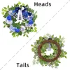 Decorative Flowers Blue And White Wreath With Porcelain Plate Handmade Christmas Door Entry