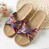 Salute to woven canvas shoes, slippers grass shoes Mule Slides sandals high heels flat heels women casual and fashionable beach slippers E05