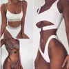 Designer sexig bikini badkläder kvinnor baddräkt brasiliansk bikini set grönt tryck halter topp strand slitage baddräkter s-xl designersfdm