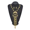 Collana Orecchini Set Nappa lunga Set da donna Monete vintage Catene di dichiarazione intagliate esagerate Ciondoli Collane punk turche