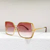 Womens Luxury Sunglasses Large Metal Frame Light Color Decorative Mirror Designer Fashion Letter Flower Lens High Quality UV400 Protection Z1629U