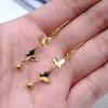 Dangle Küpeler YFN 18K Sarı Altın Kelebek Kadınlar için İnce Damla Hipoalerjenik Takı Hediyeleri