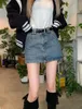 Skirts High Waist Skirt Women Mini Denim Vintage Korean-style A-line Skinny Summer Sweet Girls Bodycon All-match Trendy Gentle