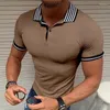 Polos pour hommes 2024 Été à manches courtes Hommes Polos Luxe Rayé Revers Business Casual Mince Mâle Mode Homme Tees Top S-3XL