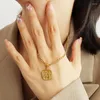 Pendants Amaiyllis 18K Gold Lotus Dandelion Square Pattern Clavicle Necklace Light Luxury Simple Pendant For Women Jewelry
