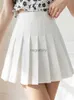 Skirts Skorts ZOKI White Women Pleated Summer High Waist Zipper Girls Dancing JK Mini Black Fashion Student A Line Faldas 2023 YQ240223