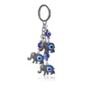 1pc Blue Evil Eye Charms Keychain Elephant Pendent Key Chain Alloy Tassel Car Key Chain Fashion Jewelry Gifts246H