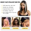 Highlight Ombre Straight Short Bob Human Hair Wig Brazilian 13x5x1 HD Lace For Women PrePlucked 12Inch Side Part Colored