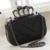 Designer- Fashion Woman Leather Evening Clutch Hand Bags Creepy Skull Rings Handbag Halloween Party Chain Shoulder Bag Plaid Purse239S