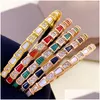 Bangle Designer Armband Luxury Jewelry Woman 18K Rose Gold Sier Red Green Agate Snake Diamond Armelets smycken Designers Girl Lad Dhxef