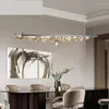 Lustres Créatif nordique postmoderne modèle chambre barre LED lustre concepteur Restaurant étude décoration en acier inoxydable lampe en tôle