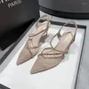 Elbise Ayakkabı Kadınlar İçin Lüks Moda Kristal Parlak Parlak Toe High Topuklu Slingback Sandalet Düğün Gelin Zapatos Para Mujeres