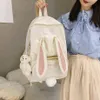 Zaino Kawaii Bunny Zaino da scuola per ragazza liceale bianco giapponese Borsa a coda di coniglio 3D Borsa femminile impermeabile di grande capacità Mochila Y3063