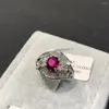 Bagues de cluster Bague rubis naturel Pt900 Platinum avec diamant Véritable bijoux de luxe Anniversaire de mariage Fine Femmes