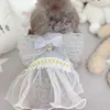 Vêtements de chien 3 couleurs petite robe de princesse harnais réglable laisse ensemble été chat chiot vêtements Teddy caniche Yorkshire jupe en dentelle