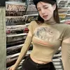 Dames T-shirts Mooie lange mouw losse kittenprint Y2K Koreaanse Harajuku zoete mode T-shirt top