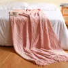 Blankets Knitted Blanket Solid Color Waffle Embossed Nordic Decorative For Sofa Bed Throw Chunky Knit Plaids