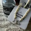 Planet Necklace Designer Necklace for Woman Vivienen Luxury Jewelry Viviane Westwood High Edition Queen Mother Saturn Pearl Necklace Classic Girl Versatile Colla