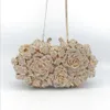 Evening Bags Dazzling Women Gold Rose Flower Hollow Out Crystal Metal Clutches Small Handbag Purse Wedding Clutch Bag Diamond274l