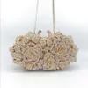 Kvällspåsar Dazzling Women Gold Rose Flower Hollow Out Crystal Metal Clutches Small Handbag Purse Wedding Clutch Bag Diamond268G