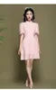 パーティードレスピンクドレスシフォン2024チャイニーズスタイルのファッションスタンドカラー半袖ビーズスリミングスリムAラインヤングレディースミニ