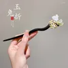 Fermagli per capelli Forcina per capelli fatta a mano alla moda con nappa Hanfu cinese, gioielli antichi da donna squisiti in legno di sandalo