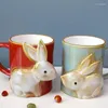 Muggar året för Cartoon Cup Mug Animal Shape Easter Gift Ceramic Shaped Coffee Tumbler