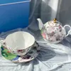 Projektantka kawy i herbaty seria kwiatów motyla Kości Chiny Kombinowane garnki Flower Teapot Czteroczęściowy zestaw Ceramiczny Puchar Kubek Popołudni