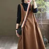 Casual Dresses Fat MM Retro Strap Dress Women's Vestidos 2024 Spring Autumn Mid Length Loose Solid Color Vest Female