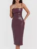 Casual Jurken Sexy Slip Zwart PU Maxi Lederen Jurk Vrouwen Zomer 2024 Bodycon Club Verjaardagsfeestje Elegante Lange Avond vestidos