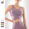 Aktywne koszule al Yoga Crop Top upiększanie z tyłu seksowna design sens bown sukienka kobiety solidny sport