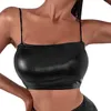 Serbatoi da donna Estate Sexy Gilet in pelle verniciata Abbigliamento 2024 Moda Tinta unita Sling Style Aderente Top senza maniche corto per le donne