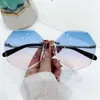 Sunglasses UV400 Rimless Womens Sunglasses Gradient Lenses Female Sun Glasses Lady Vintage Frameless Eyewear Classic 2021 Brand Designer H24223