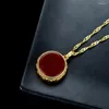 Hängsmycken 24k Real Gold Plated Copper Red Jade Öppnande hängande halsband Kvinnor Fina smycken äkta Myanmar Jadeite Box Halsband