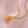 Ciondoli Vero Oro 18k Colore Bella Ragazza Rosa Ciondolo Pesca Per Le Donne Sposa Fidanzamento Compleanno Matrimonio 999 Collana Catena Gioielli Regali