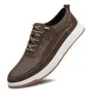 2024 New PU matte leather Casual shoes men black brown grey mesh shoes trainers sports sneakers breathable