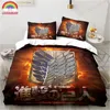 Conjuntos de ropa de cama Anime Attack On Titan Wings Of Liberty Set Sheet King Twin Doble Niño Mircofiber o Poliéster Edredón