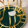 Keukenopslag Huishoudelijke glazen bekerhouder met handvat Ronde zes Waterrek Lade Gouden ijzeren afvoer Licht Luxe